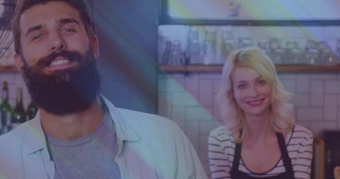 Cheerful Baristas Relaxing in Rustic Cafe Environment