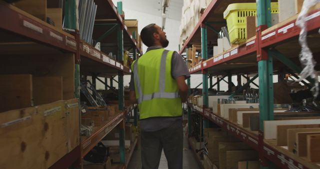 Warehouse Worker Organizing Inventory on Shelves - Download Free Stock Images Pikwizard.com