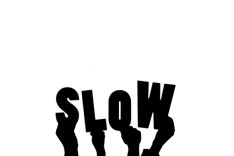 Illustrative hands displaying 'slow' on transparent background