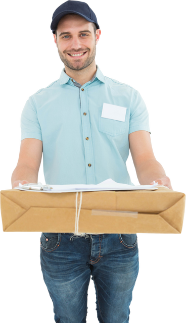 Happy Courier Man Delivering Parcel with Transparent Background - Download Free Stock Videos Pikwizard.com