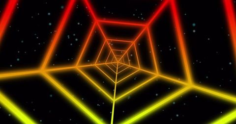 Retro Futuristic Neon Light Tunnel in Abstract Design