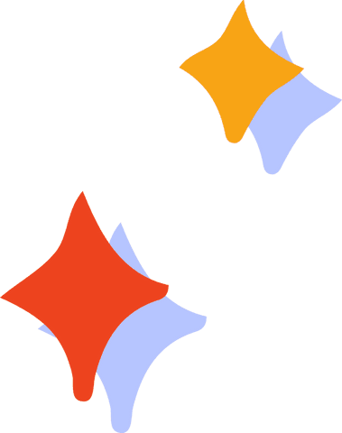 Abstract colorful star shapes on transparent background