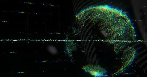 Digital data sphere with futuristic overlay background