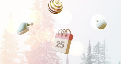 Calendar Highlighting December 25 with Christmas Decor