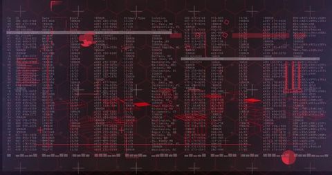Futuristic data interface with 3d graphs and hexagonal grid