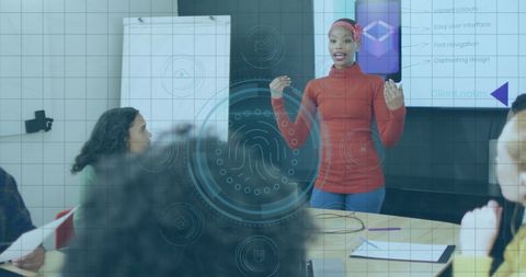 African American Female Presenter in Cybersecurity Meeting