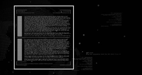 Digital data matrix on dark background with global connections theme