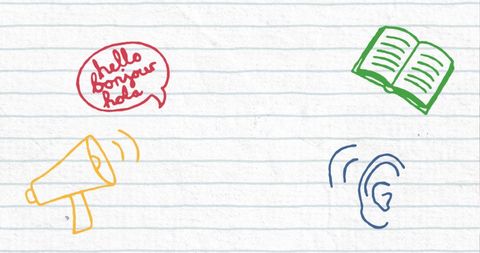 Colorful Education Icons on Notebadk Background for Learning Concepts - Download Free Stock Images Pikwizard.com