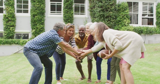 Diverse Senior Group Playing Touch Football Outdoors - Download Free Stock Images Pikwizard.com