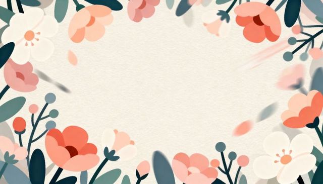Coral peach floral frame on cream textured panel for invitations wedding stationery
