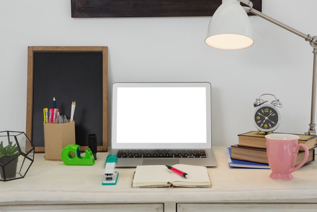 Transparent Workspace with Laptop and Office Supplies Display - Download Free Stock Videos Pikwizard.com