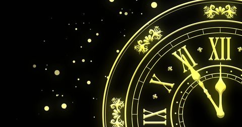 Midnight Clock with Fireworks on Black Background - Download Free Stock Images Pikwizard.com