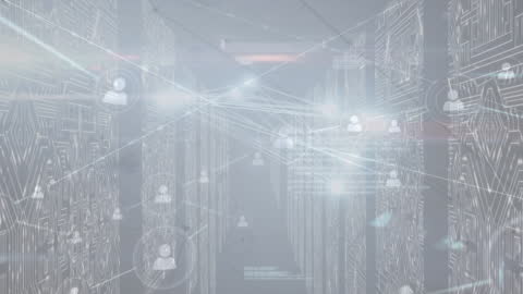 Digital Network and Data Exchange in Modern Server Room