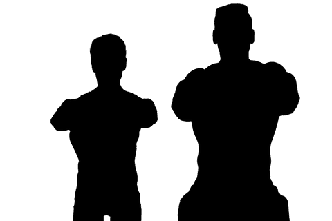 Transparent silhouette of people squatting exercise pose