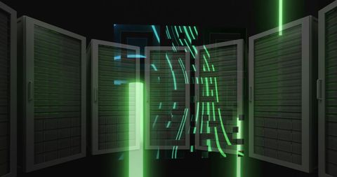 Glowing QR Code with Neon Elements and Computer Servers - Download Free Stock Images Pikwizard.com