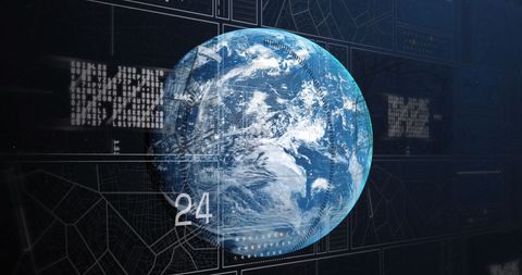 Digital Globe with Binary Code and Navigation Overlays - Download Free Stock Images Pikwizard.com