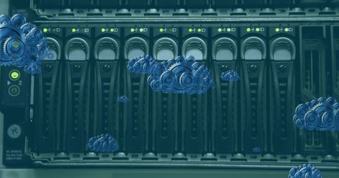 Digital Blue Clouds with Computer Server Rack for Networking Concepts - Download Free Stock Images Pikwizard.com