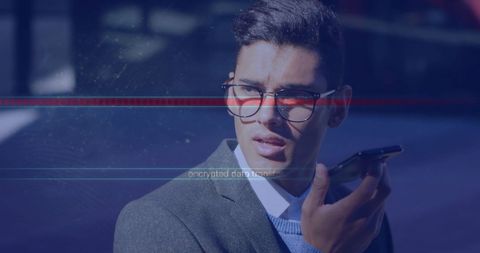 Businessman Engaged in Secure Data Communication