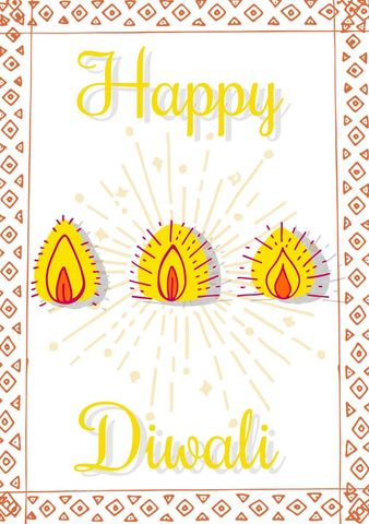Festive Diwali Greeting Card with Vibrant Diyas Design - Download Free Stock Templates Pikwizard.com