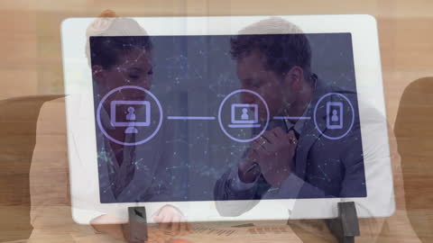 Team Collaboration with Digital Interface and Networking Graphics