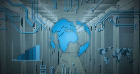 Global Data Processing and Communication in Server Room - Download Free Stock Images Pikwizard.com