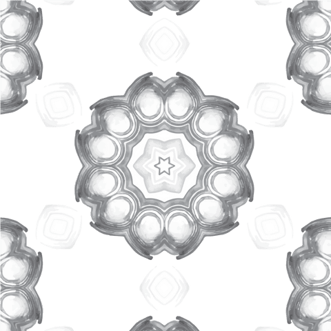 Transparent kaleidoscopic white and silver star pattern
