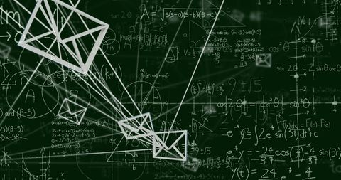 Digital Network of Connections over Complex Mathematical Equations - Download Free Stock Images Pikwizard.com