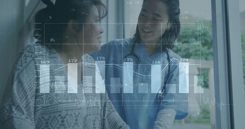 Nurse Supporting Patient With Scientific Dashboard Overlay