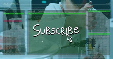Subscribe overlay on code terminal, senior technician tuning bench clamp for prototype