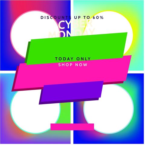 cyber monday discount campaign colorful creative banner - Download Free Stock Templates Pikwizard.com