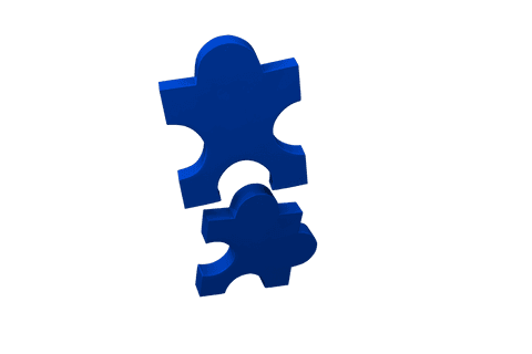 Two blue puzzle pieces on transparent background