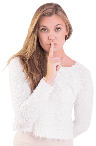 Transparent Confident Woman Gesturing to Be Silent