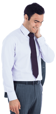 Happy Biracial Businessman in Thought Transparent