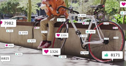 Urban Lifestyle with Social Media Engagement Overlay