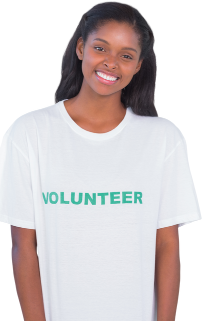 Transparent Smiling Young Woman in Volunteer T-Shirt - Download Free Stock Videos Pikwizard.com