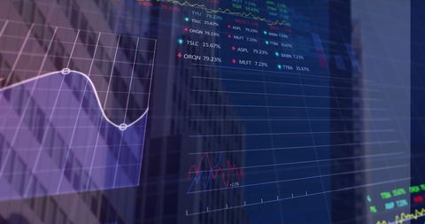 Digital Data and Stock Analysis over Urban Skyscraper Background - Download Free Stock Images Pikwizard.com