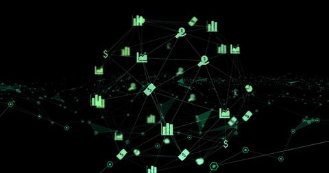 Digital Finance Icons and Network Connections - Download Free Stock Images Pikwizard.com