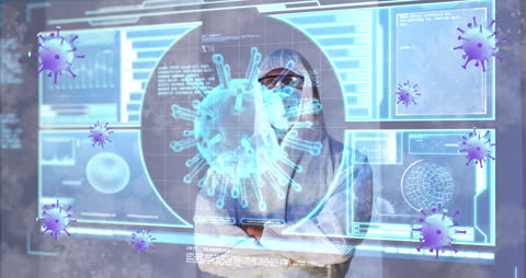 Scientist Analyzing Digital Data on Virus Spread