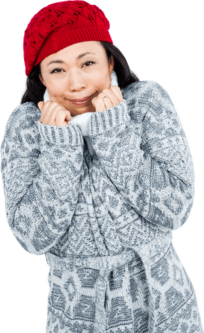 transparent comfy winter attire woman smiling with wintry expression - Download Free Stock Videos Pikwizard.com