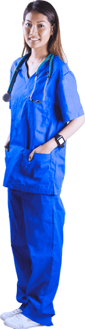 transparent asian nurse standing with hands in pockets smiling - Download Free Stock Videos Pikwizard.com