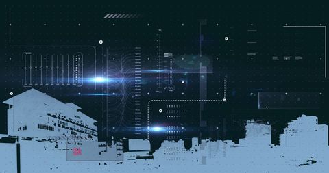 Digital Financial Data Processing Over Urban Skyline - Download Free Stock Images Pikwizard.com