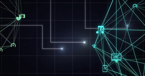 Futuristic digital network with abstract connectivity icons