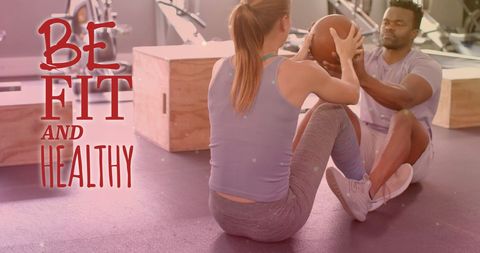 Diverse Individuals Engaging in Gym Workouts Promoting Fitness