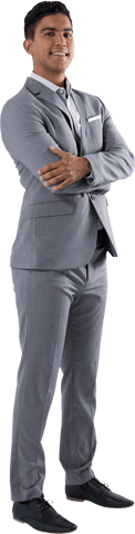 Transparent Confident Young Businessman with Arms Crossed