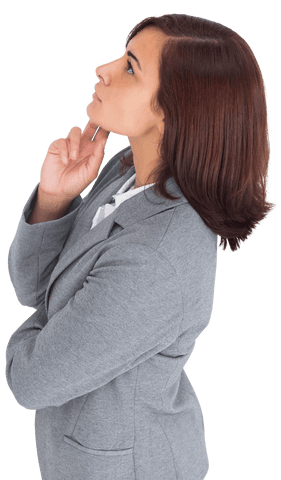 Thoughtful Business Professional Woman on Transparent Background