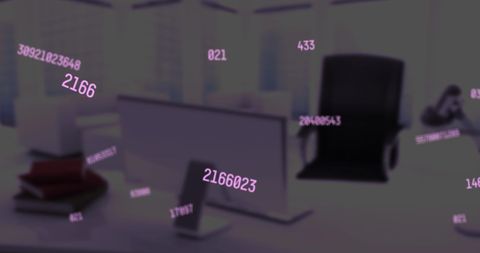 Abstract Numbers Floating in Dimly Lit Office - Download Free Stock Images Pikwizard.com
