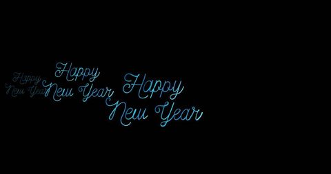Happy New Year Handwritten Blue Text on Black Background - Download Free Stock Images Pikwizard.com