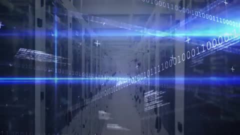 Digital Code Streams Flowing Through Data Center