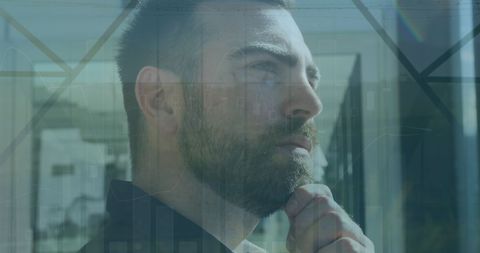 Businessman Contemplating Data Analysis Trends