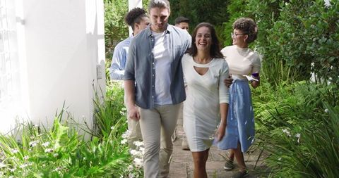 Joyful Friends Celebrating in Garden Gathering